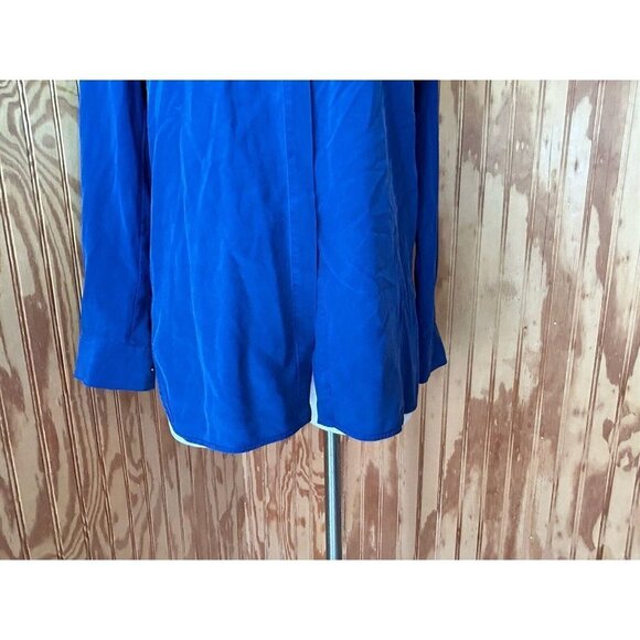 Vince Womens Dark Blue SILK Button Down Long Sleeve Blouse Size XS - Picture 2 of 11